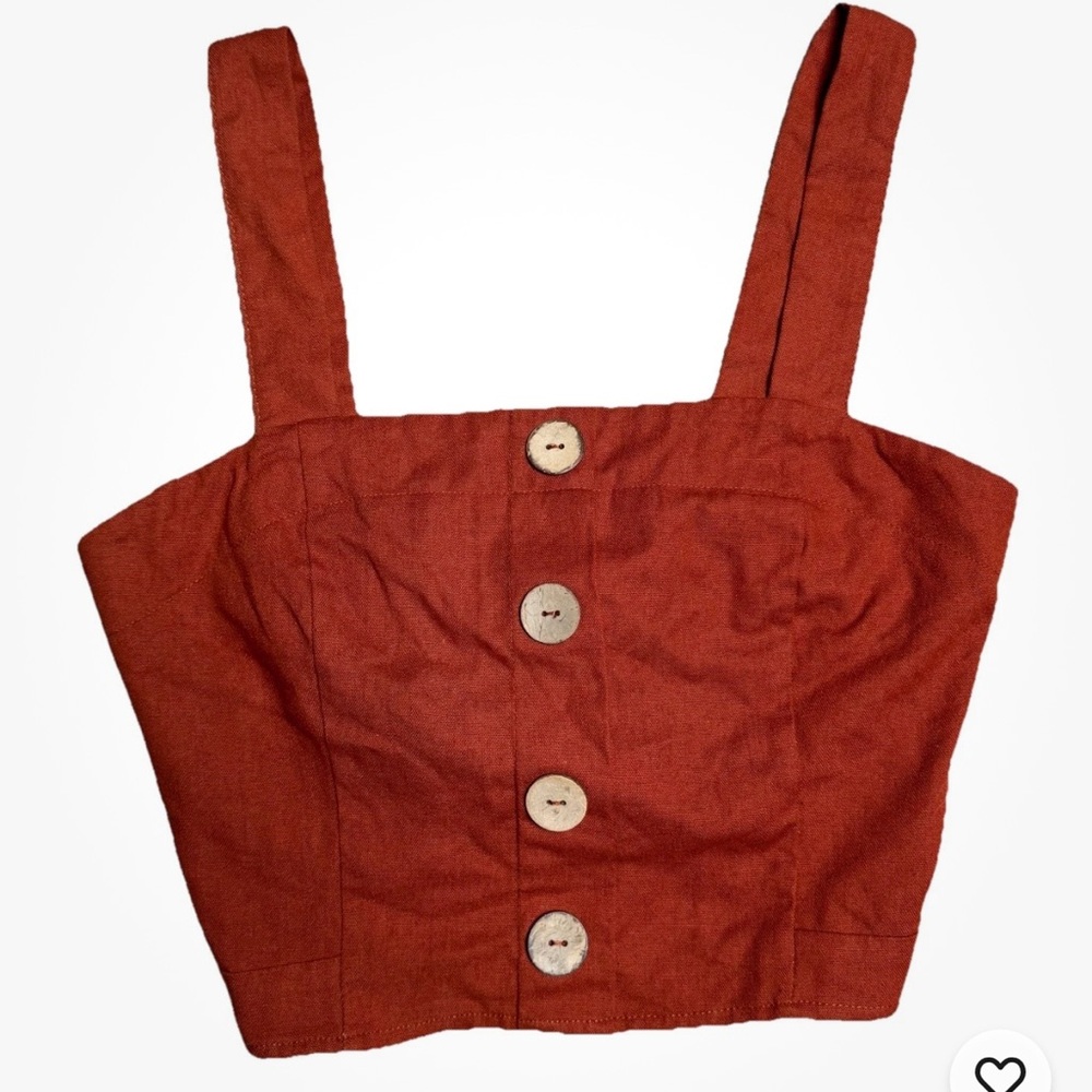 Rust orange Button-Front Crop Top